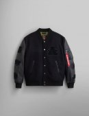 FAUX LEATHER MA-1 VARSITY BOMBER JACKET