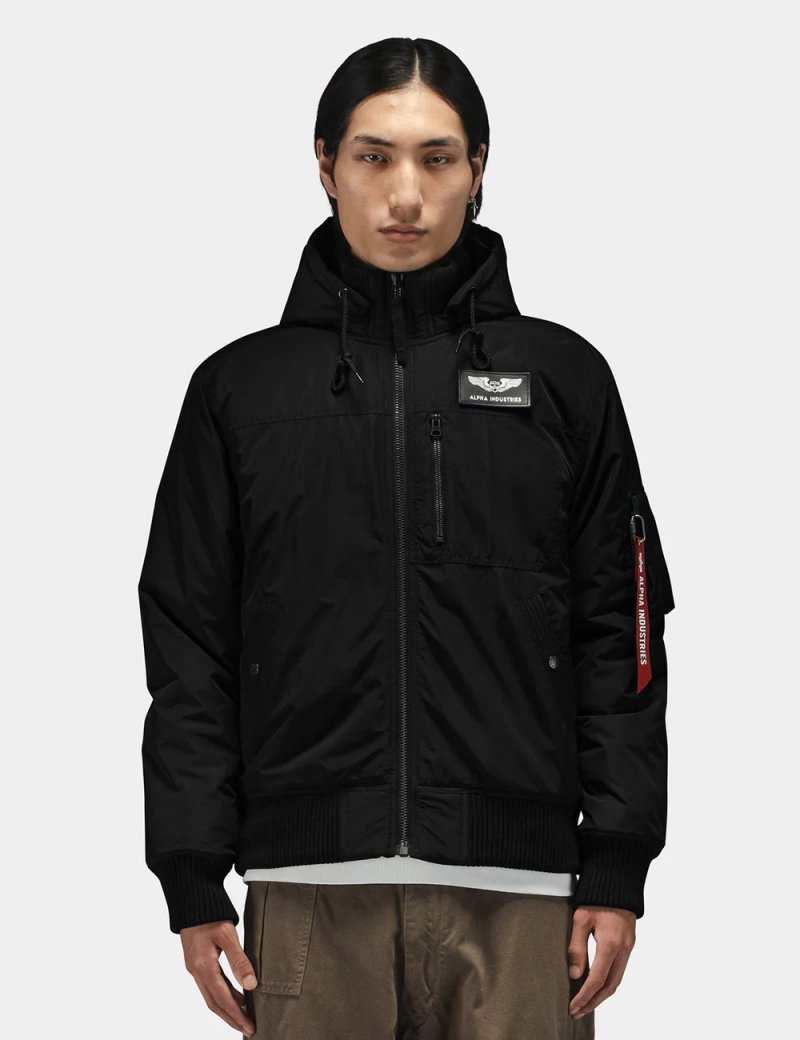 HOODED RIB FLIGHT JACKET