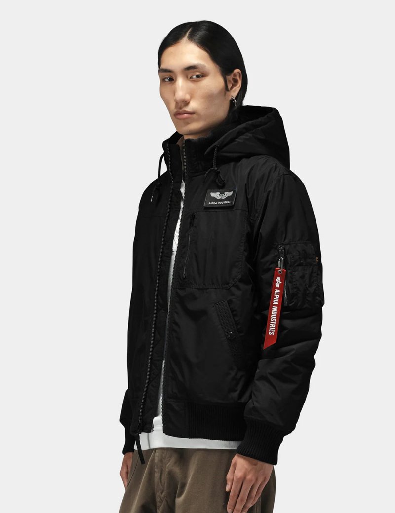 HOODED RIB FLIGHT JACKET