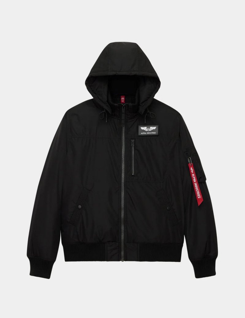 HOODED RIB FLIGHT JACKET