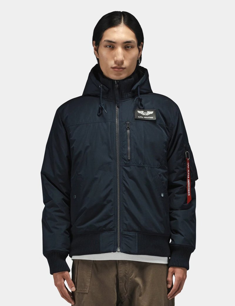 HOODED RIB FLIGHT JACKET