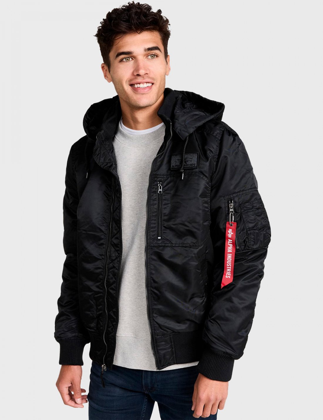 Бомбер MA1 HOODED RIB BOMBER JACKET Black Alpha Industries™ черного