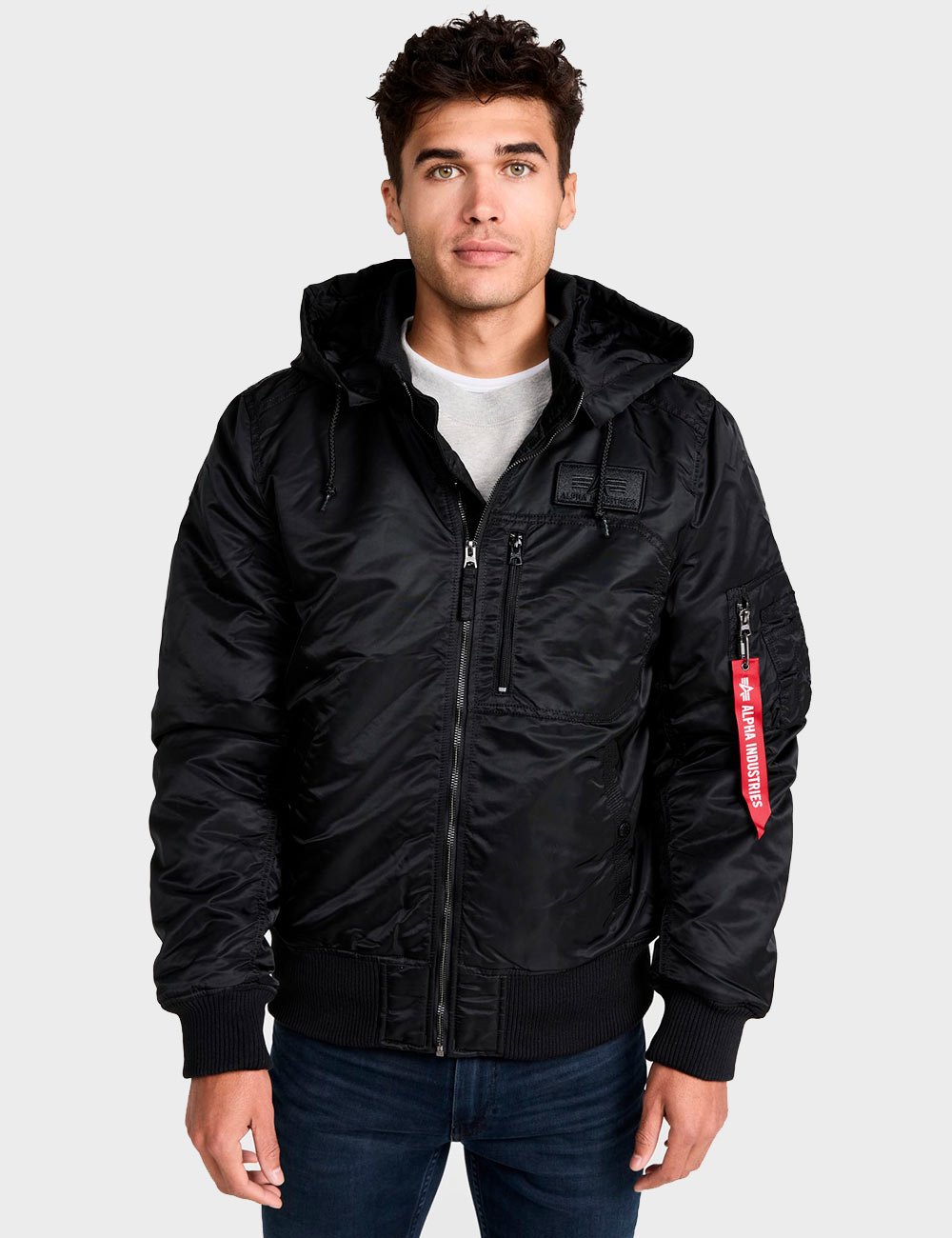 Бомбер MA1 HOODED RIB BOMBER JACKET Black Alpha Industries™ черного