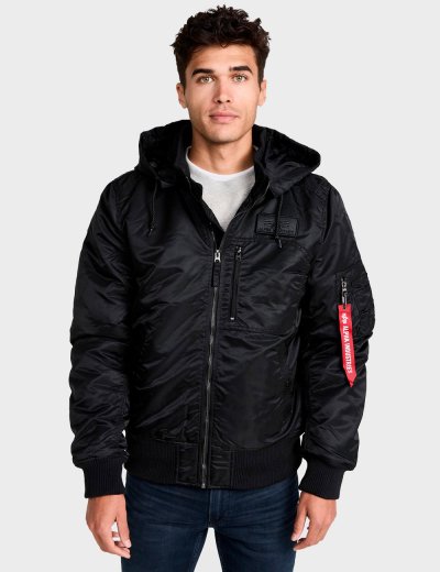 MA-1 HOODED RIB BOMBER JACKET / Black MA-1 HOODED RIB BOMBER JACKET / Black