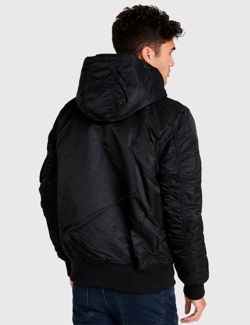 MA-1 HOODED RIB BOMBER JACKET / Black 