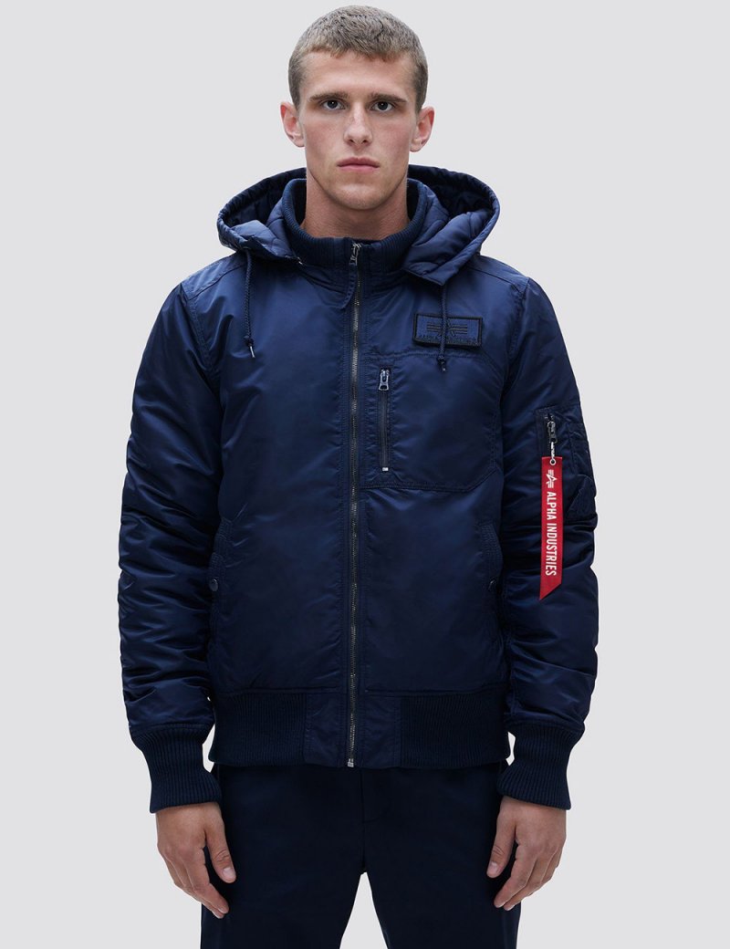 MA-1 HOODED RIB BOMBER JACKET / Replica blue