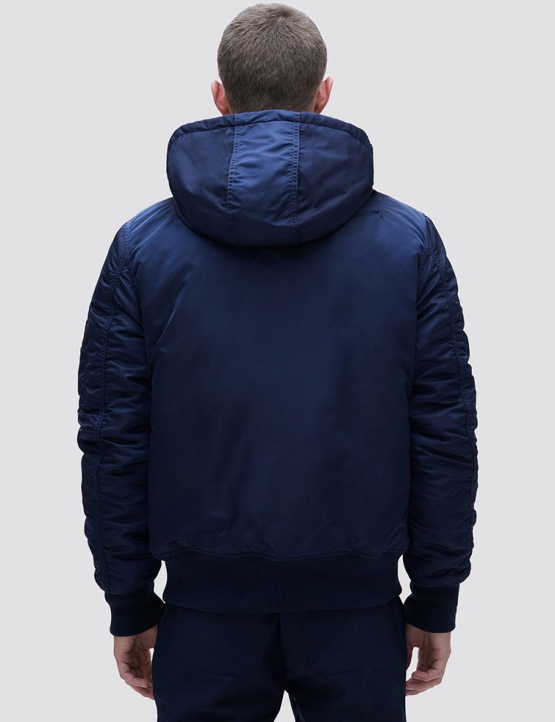 MA-1 HOODED RIB BOMBER JACKET / Replica blue