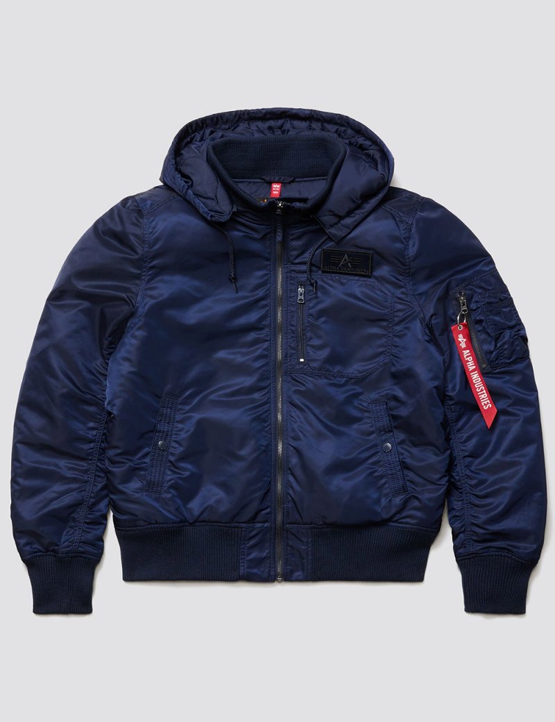 MA-1 HOODED RIB BOMBER JACKET / Replica blue