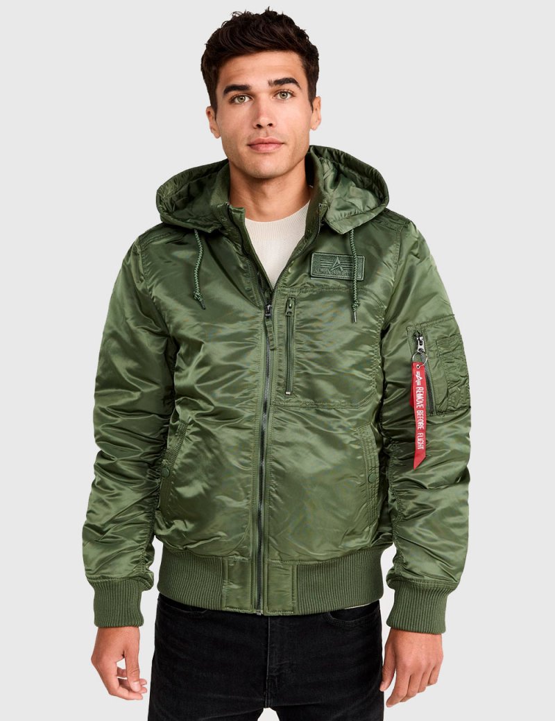 MA-1 HOODED RIB BOMBER JACKET / Sage