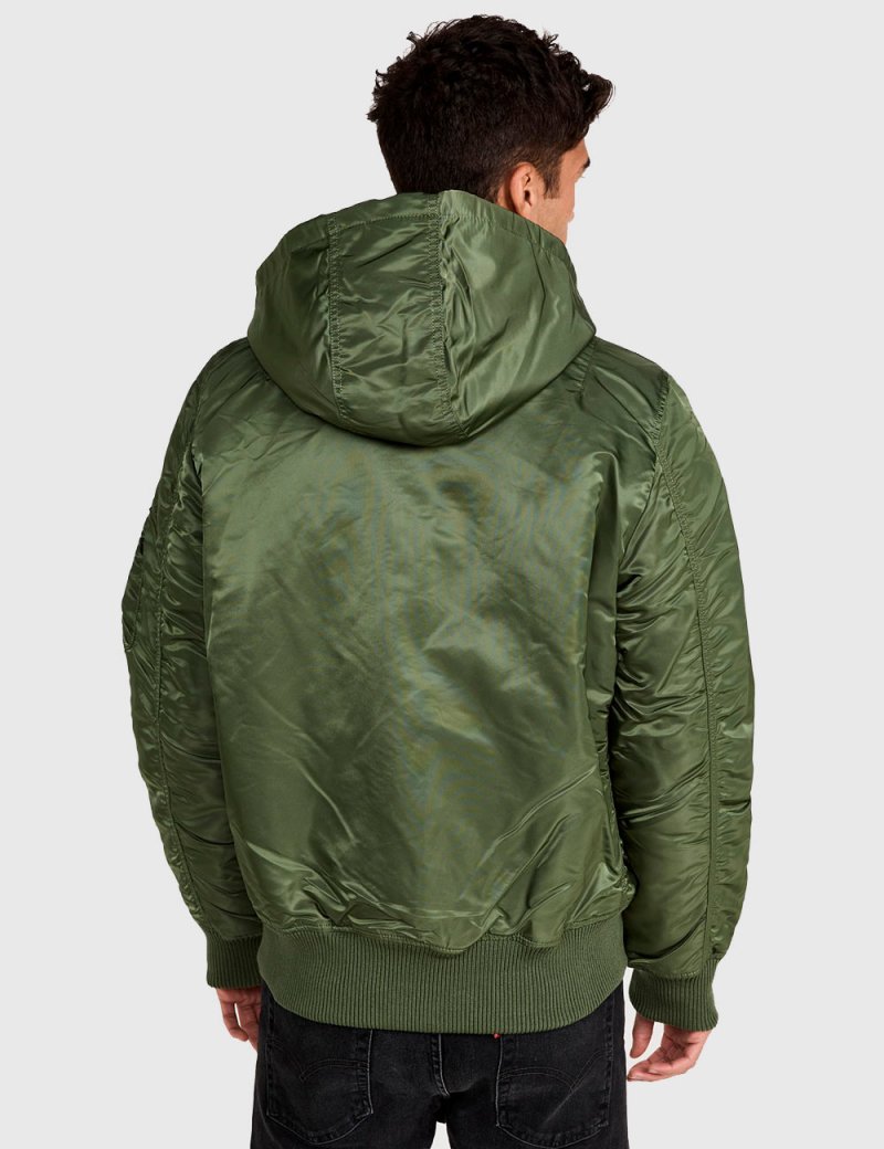 MA-1 HOODED RIB BOMBER JACKET / Sage