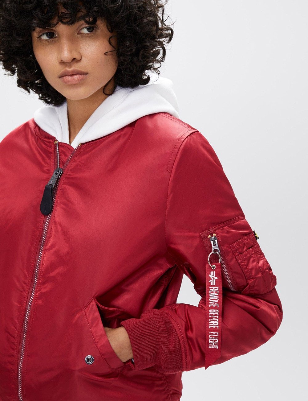 Alpha industries red outlet bomber