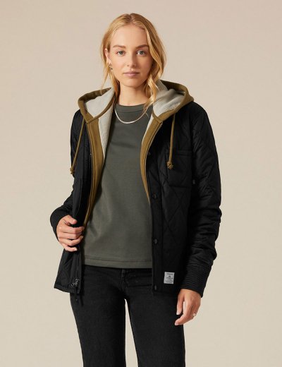 QUILTED UTILITY JACKET W / Black
